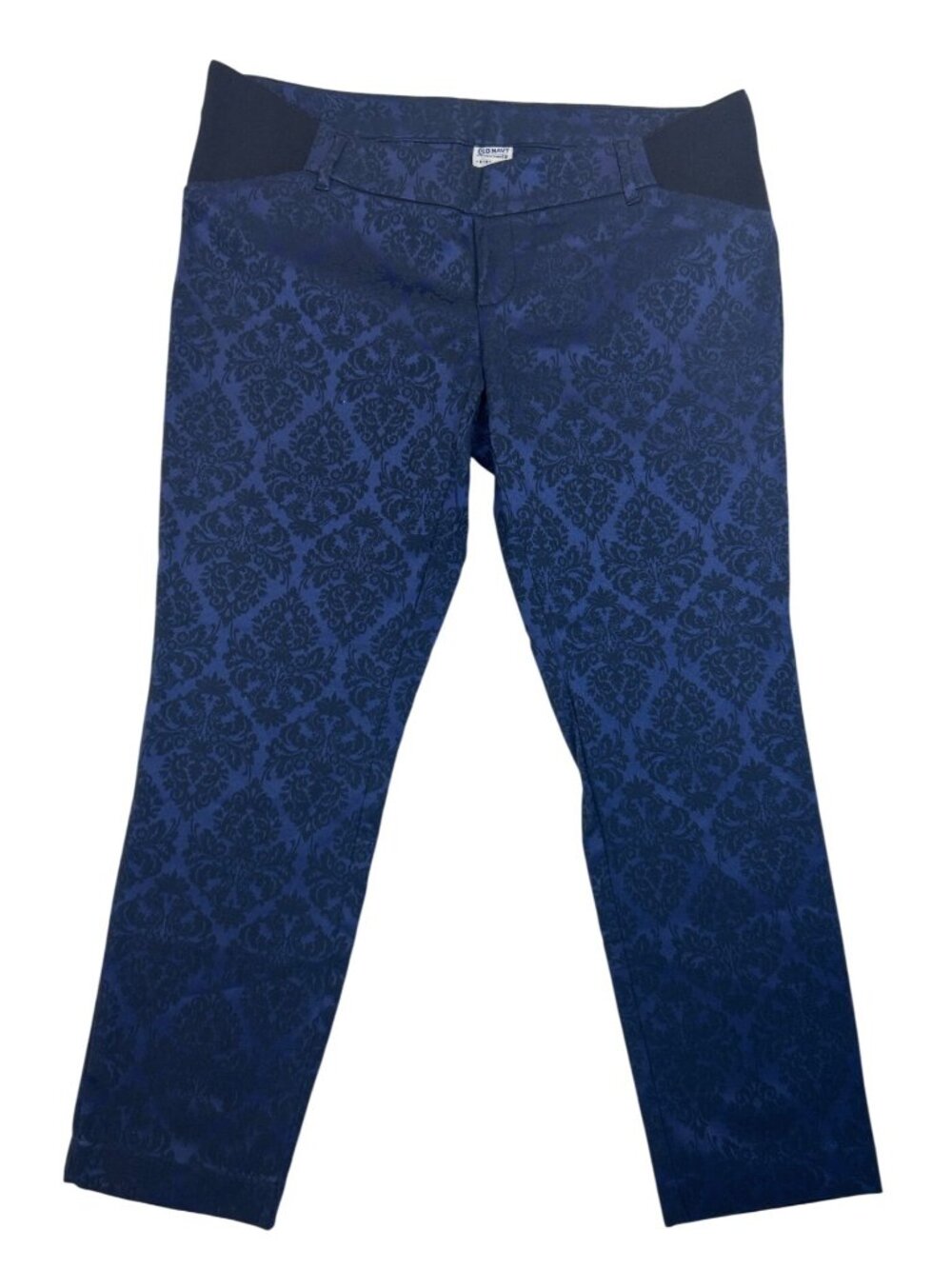 Old Navy Maternity Pixie Pants Women's 10 Blue Damask Print Stretch Regular